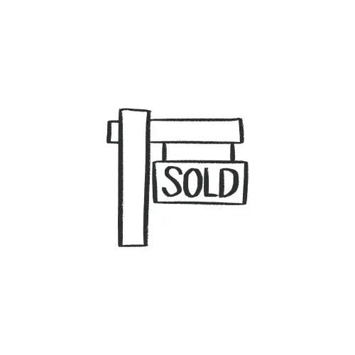 An icon with an outline of a real estate sold sign